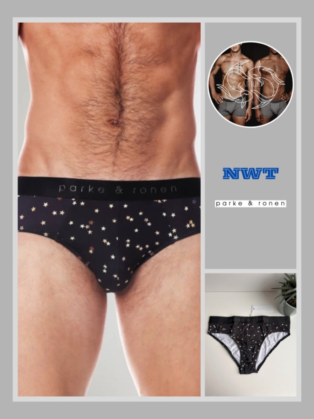 Parke & Ronen - Print Low Rise Brief - Black Galileo (M)